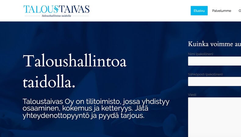 Taloustaivas kotisivut - Mainostoimisto Brandx