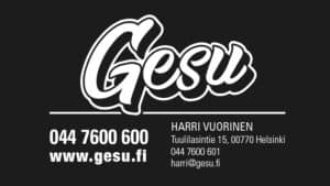 Gesu käyntikortti, visuaalinen ilme, graafinen suunnittelu - Mainostoimisto BrandX