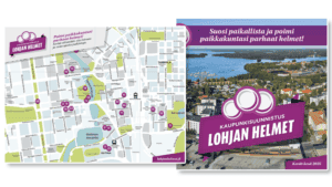 Lohjan Helmet kaupunkisuunnistus esitteet ja karttapiirros | Mainostoimisto BrandX