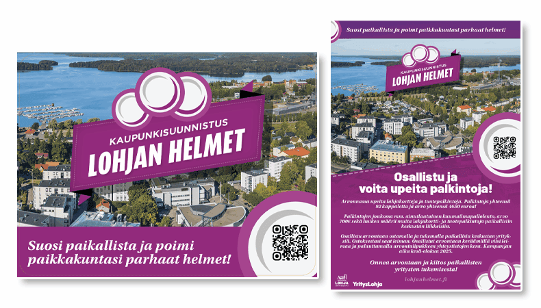 Lohjan Helmet kaupunkisuunnistus julisteet ja ovitarrat | Mainostoimisto BrandX
